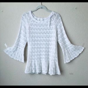 Open weave white a Tunic Sweater.